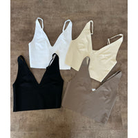 Ellie Bonding V Neck Top (White)
