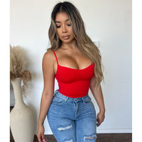 Emi Seamless Shirring Cami Top (Tomato Red)