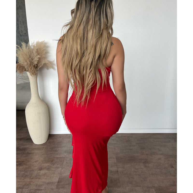 Selena Power Mesh Dress (Red)