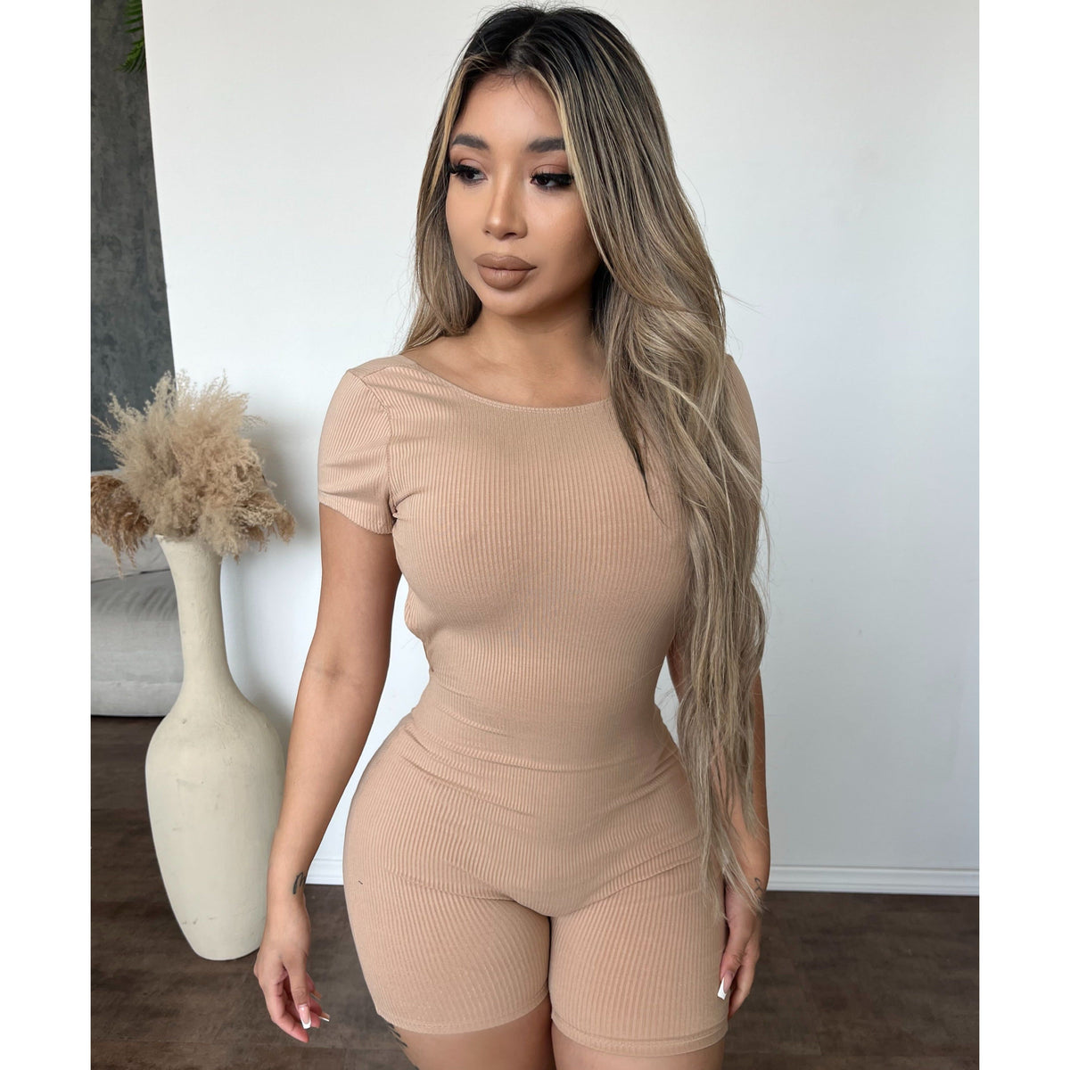 Pricilla Open Back Romper (Surocco)