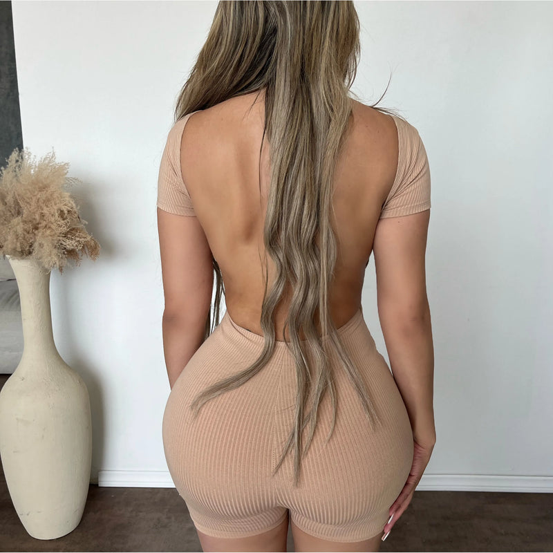Pricilla Open Back Romper (Surocco)