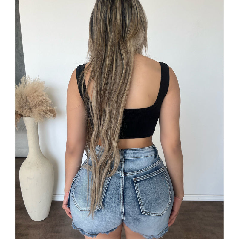 Cynthia Cargo Denim Skort (Blue Wash)