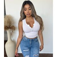 Bianca Henley Tank Top (White)