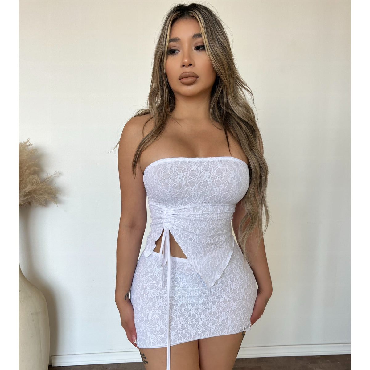 Luciana Lace Tube Top (White)
